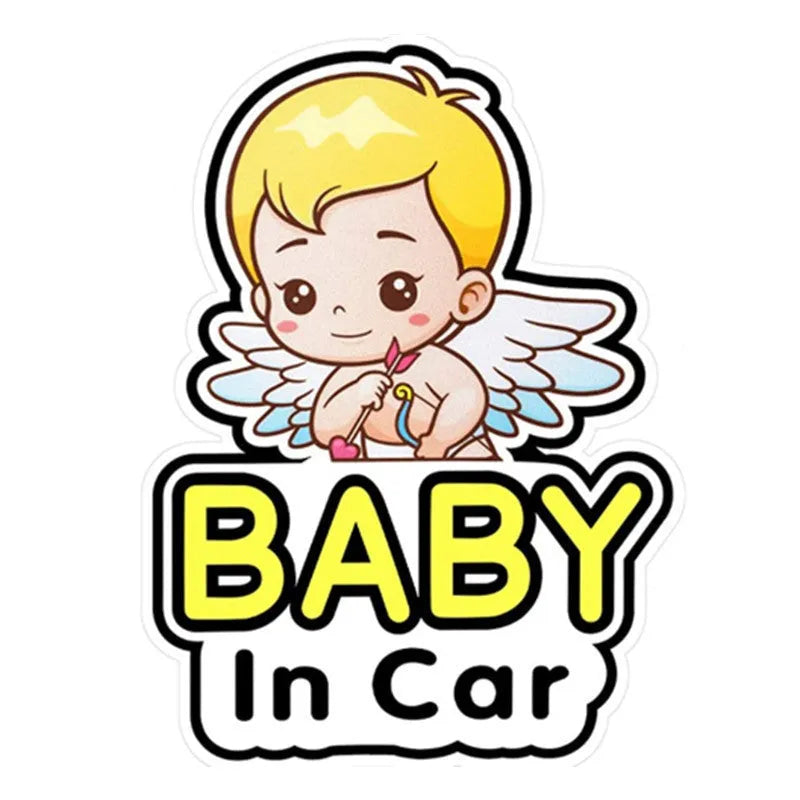 Baby on board car reflective sticker with PET material in baby-themed design for vehicle safety
