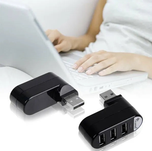 Black and white USB 2.0 splitter hub showing multiple USB ports for computer expansion