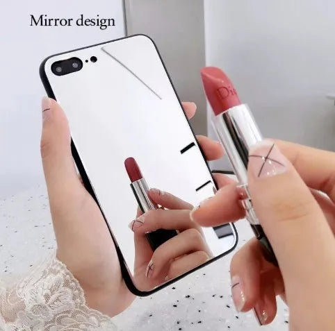 Black compatible iPhone case with a mirror on the back, for models like iPhone X and 11.