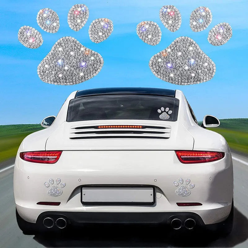 Glass diamond car sticker with butterfly or bear paw design for vehicle decoration