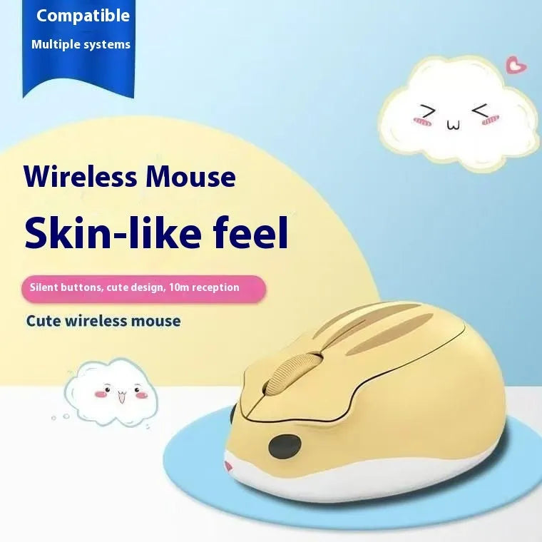 Hamster wireless Bluetooth silent mouse in yellow, pink and grey colour options showing compact design