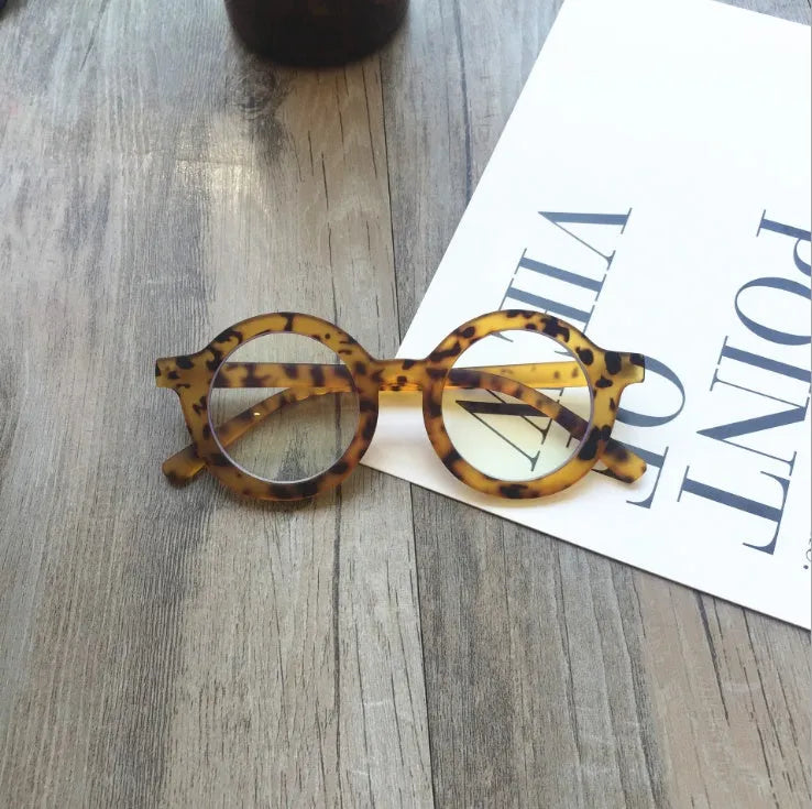 Retro round plastic frame glasses with anti-blue light lenses in six colour options