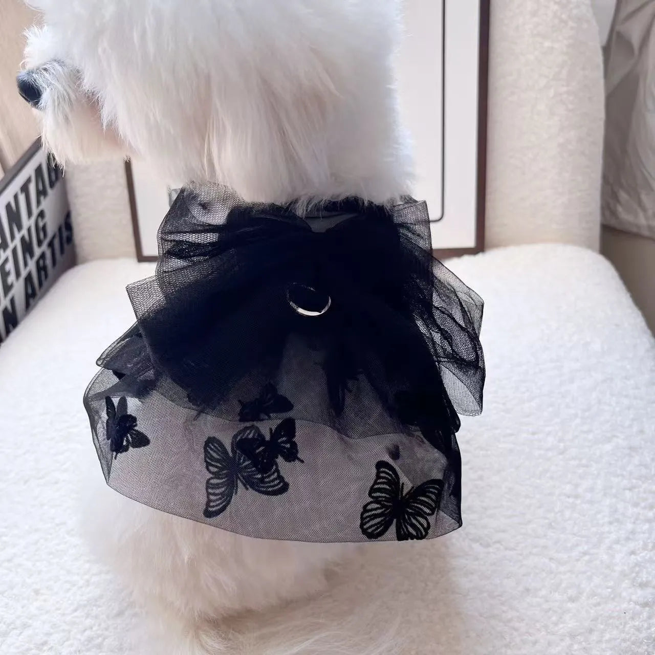 Black polyester princess tulle skirt pet clothing for small dogs and cats