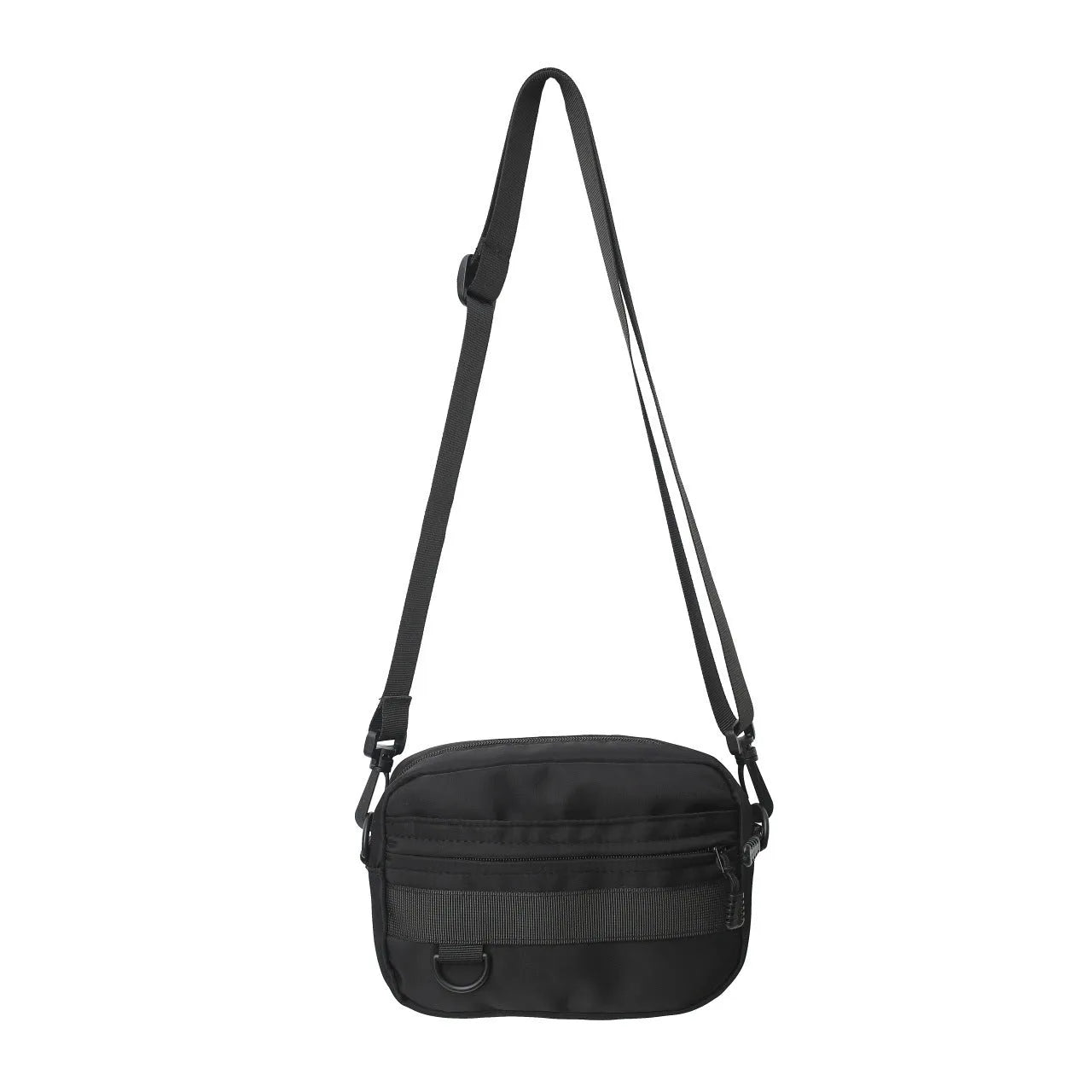 Men's nylon messenger bag in street style with crossbody strap and sewing thread details