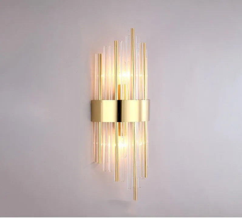 Modern crystal wall lamp in light luxury style with metal finish options