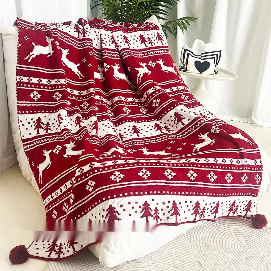 Personalised acrylic Christmas blanket with snowflake or reindeer pattern in choice of two sizes.