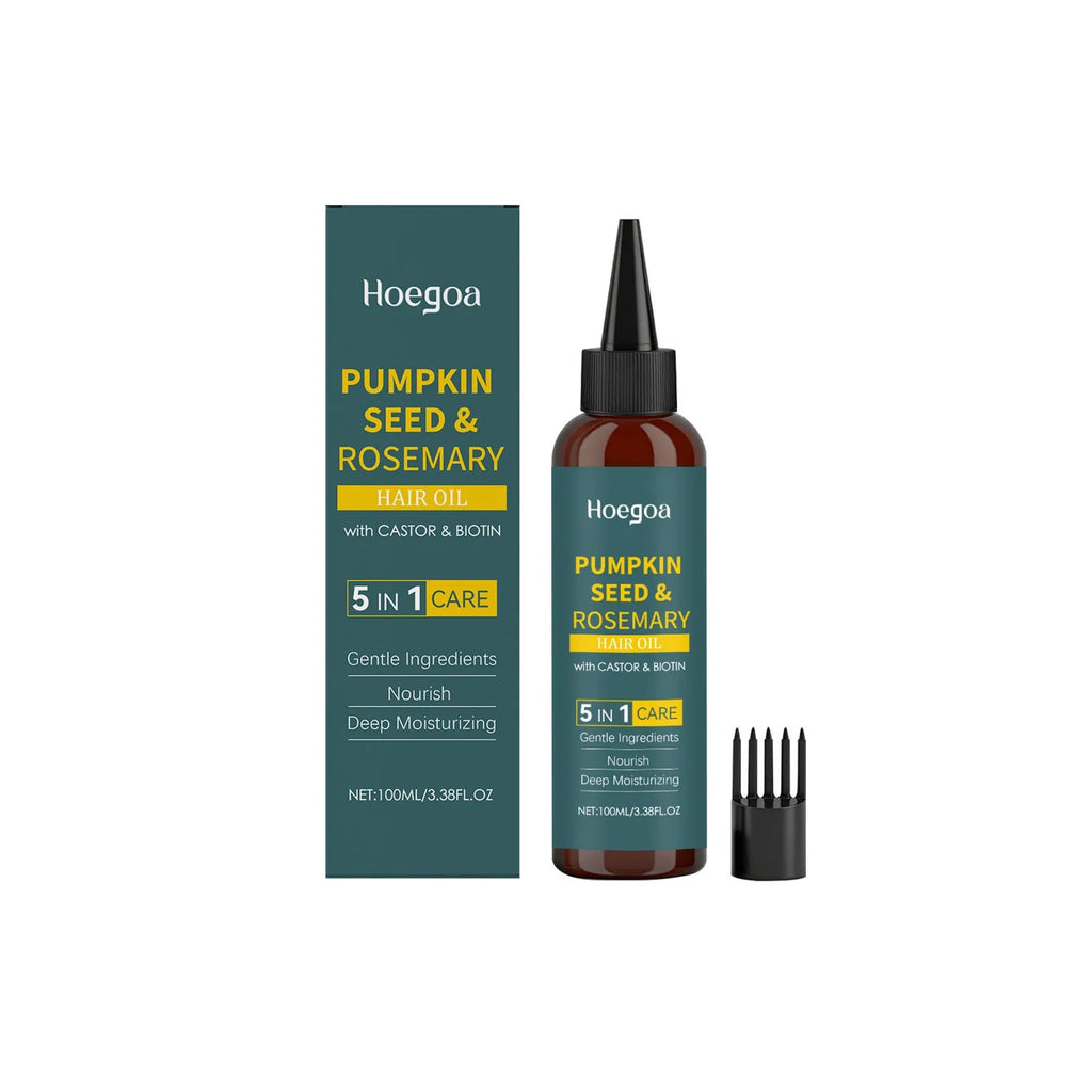 100ml rosemary essential oil bottle with pointed applicator nozzle and hair comb