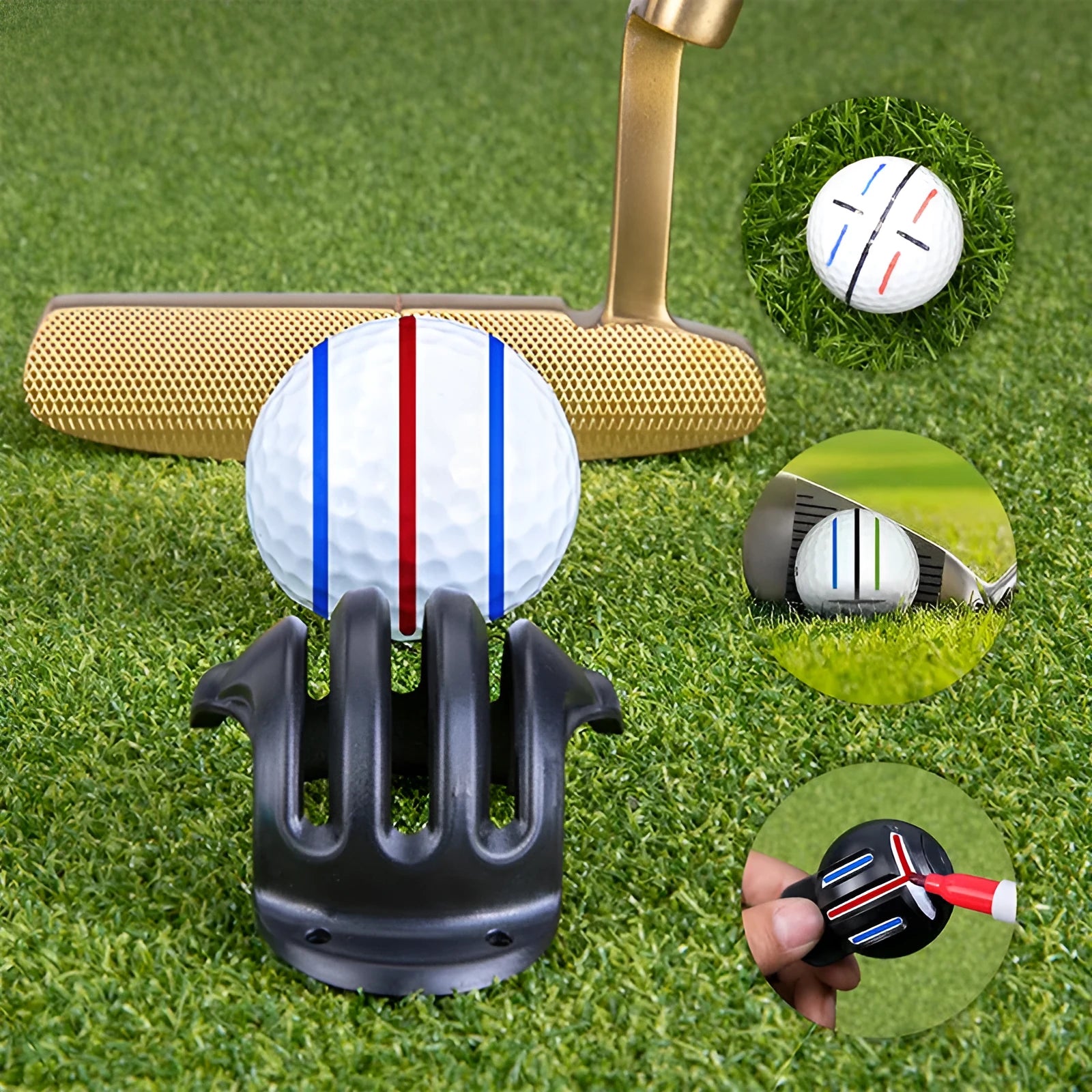 Golf putting alignment training tool with scriber and drawing pen attachments for practice