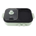 White or green household electric hot pot with 1300W power rating for 2-3 person capacity