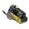 Black portable electric tyre inflator with digital display and LED lighting for vehicle and bicycle tyres