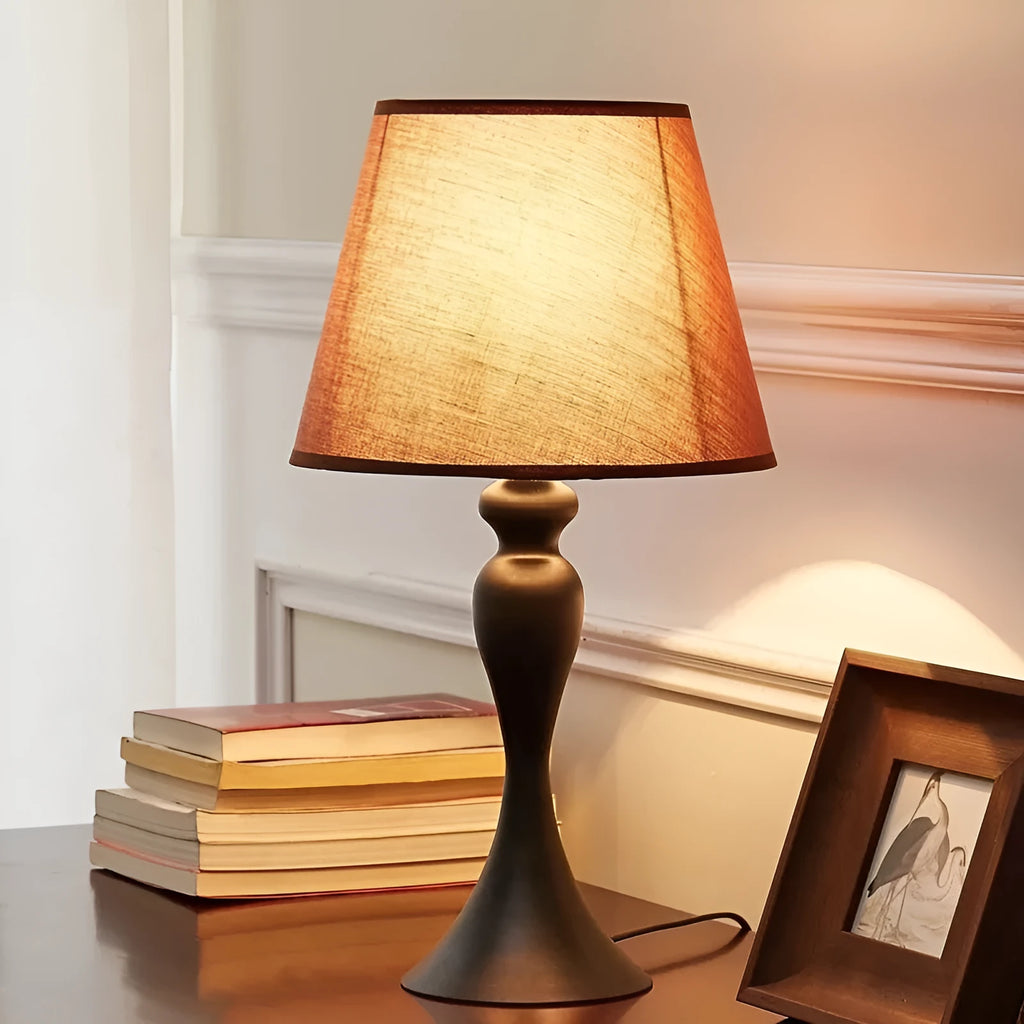 Retro alloy metal table lamp with LED bulb in a choice of waist-button or speaker-style designs.