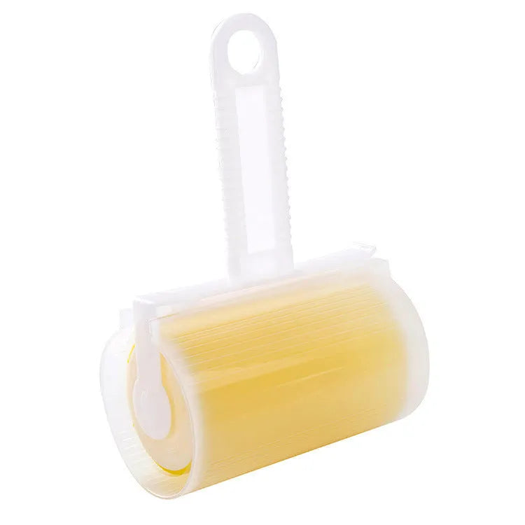 Blue reusable washable lint roller with protective cover for removing pet hair from clothes