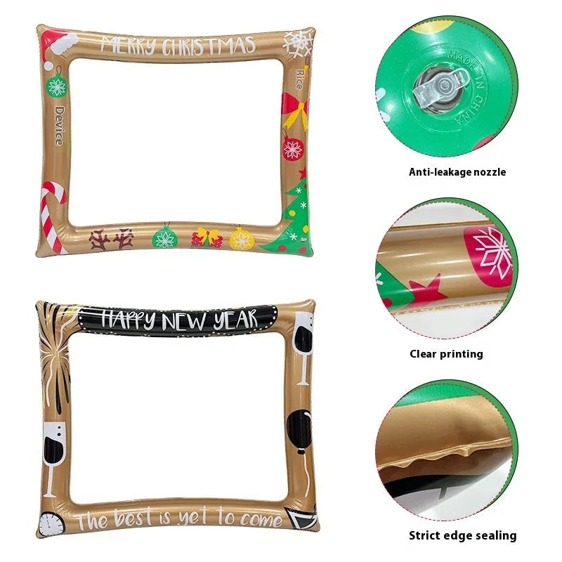 Christmas inflatable photo frame made from PVC for party photography and interactive toy use.