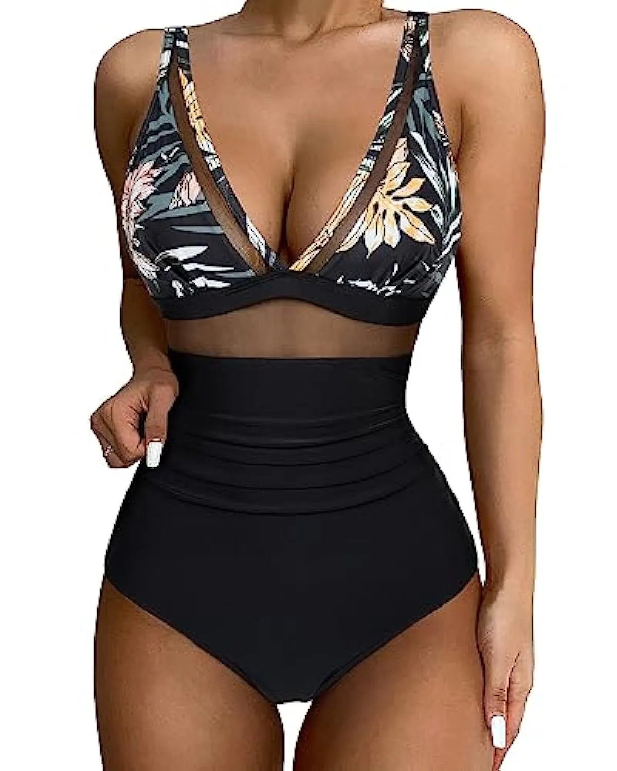 Women's high waist backless one-piece swimsuit in quick-drying polyester fabric