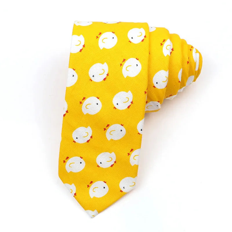 Korean style narrow men's cotton bow tie with a printed cartoon pattern, shown in colour GH21-01.