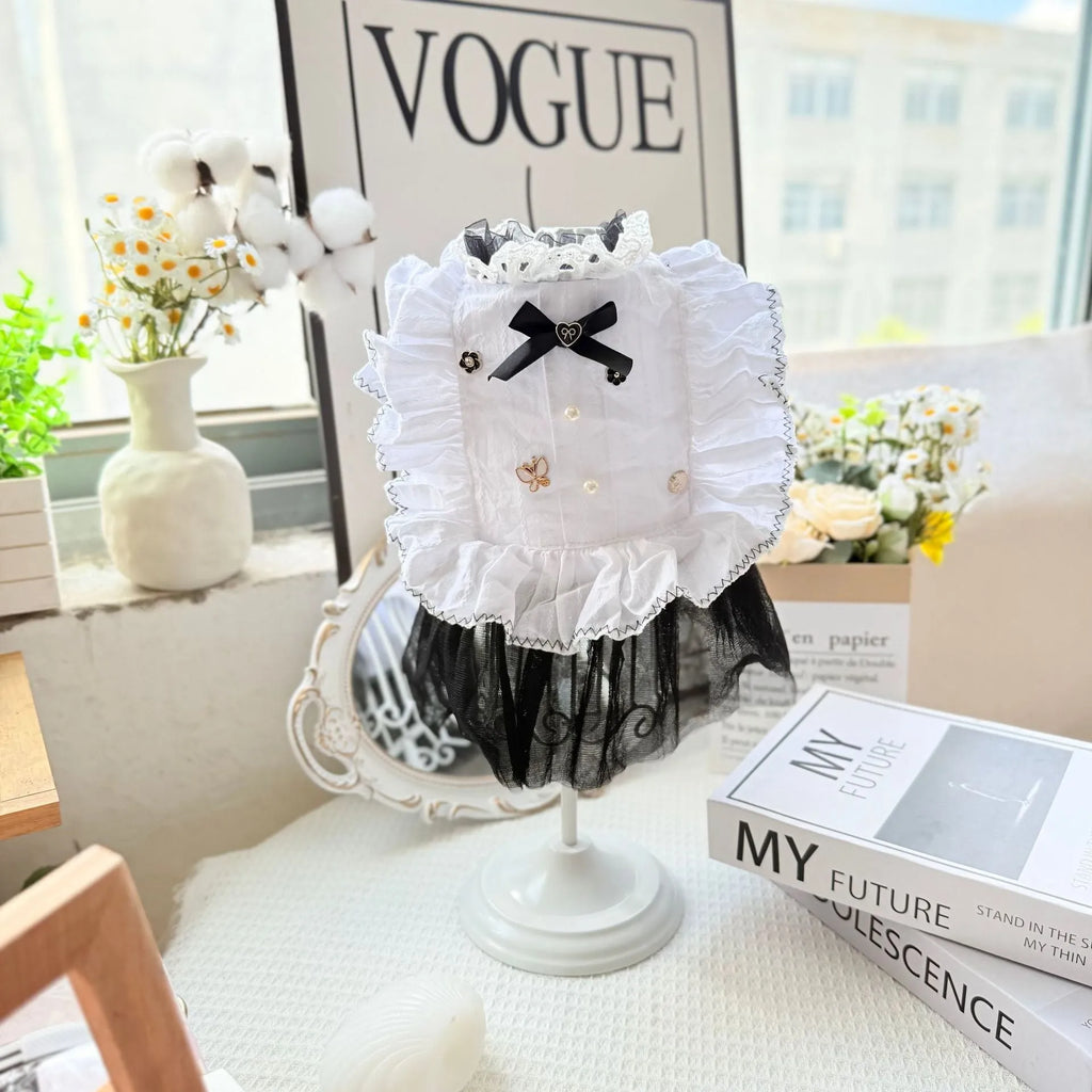 White polyester waltz gauze skirt pet clothing for small dogs with princess styling
