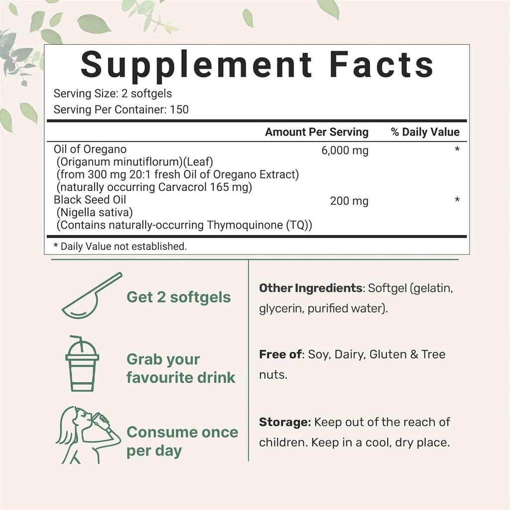 Butter Black Seed Oil Soft Capsules bottle showing 180 or 300 tablet pack option