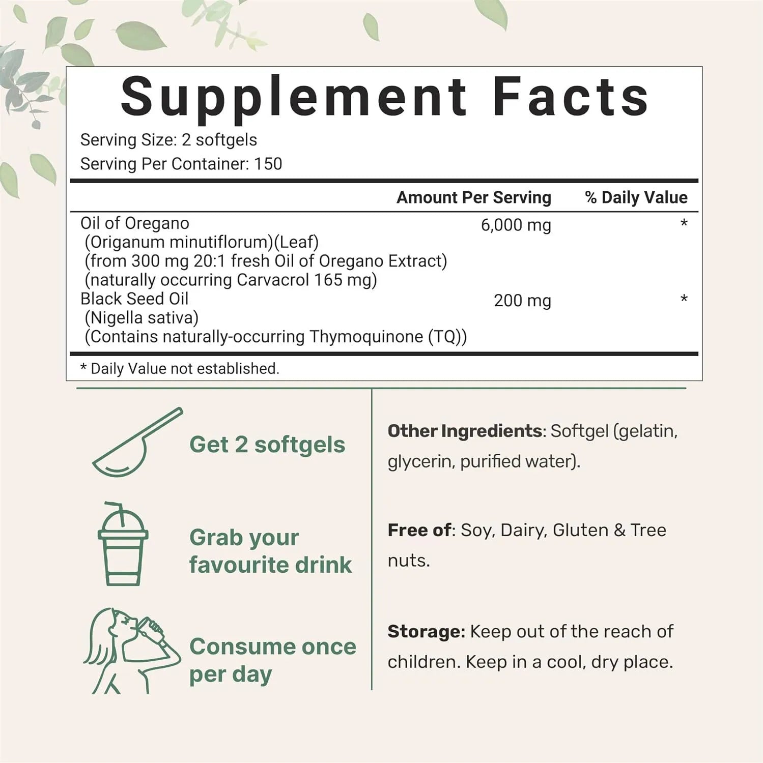 Butter Black Seed Oil Soft Capsules bottle showing 180 or 300 tablet pack option