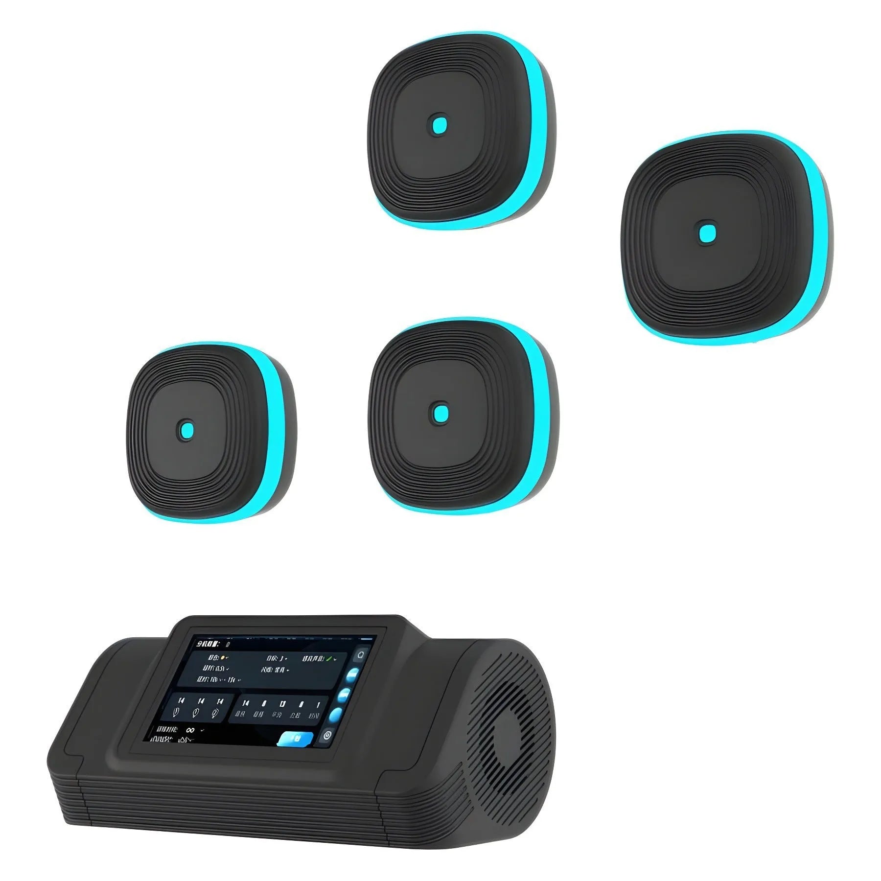 Home Smart Split Bluetooth Music Boxing Target with 6 black PU foam pads and PP panel hanging on a wall