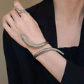Exaggerated twisted winding simulated snake ring and bracelet set in gold electroplated metal