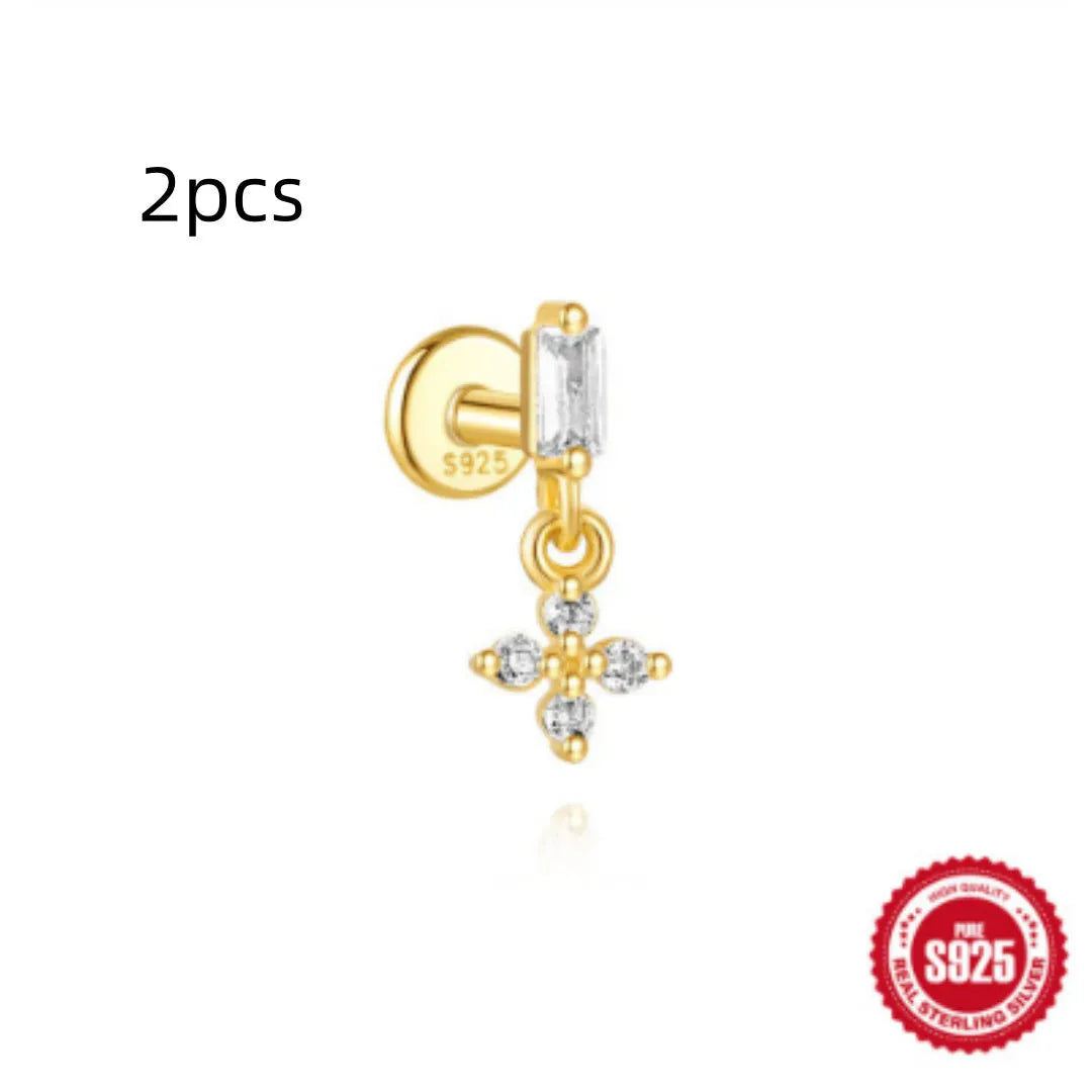 S925 sterling silver water drop earrings with a flat spiral design in a gold electroplated finish.