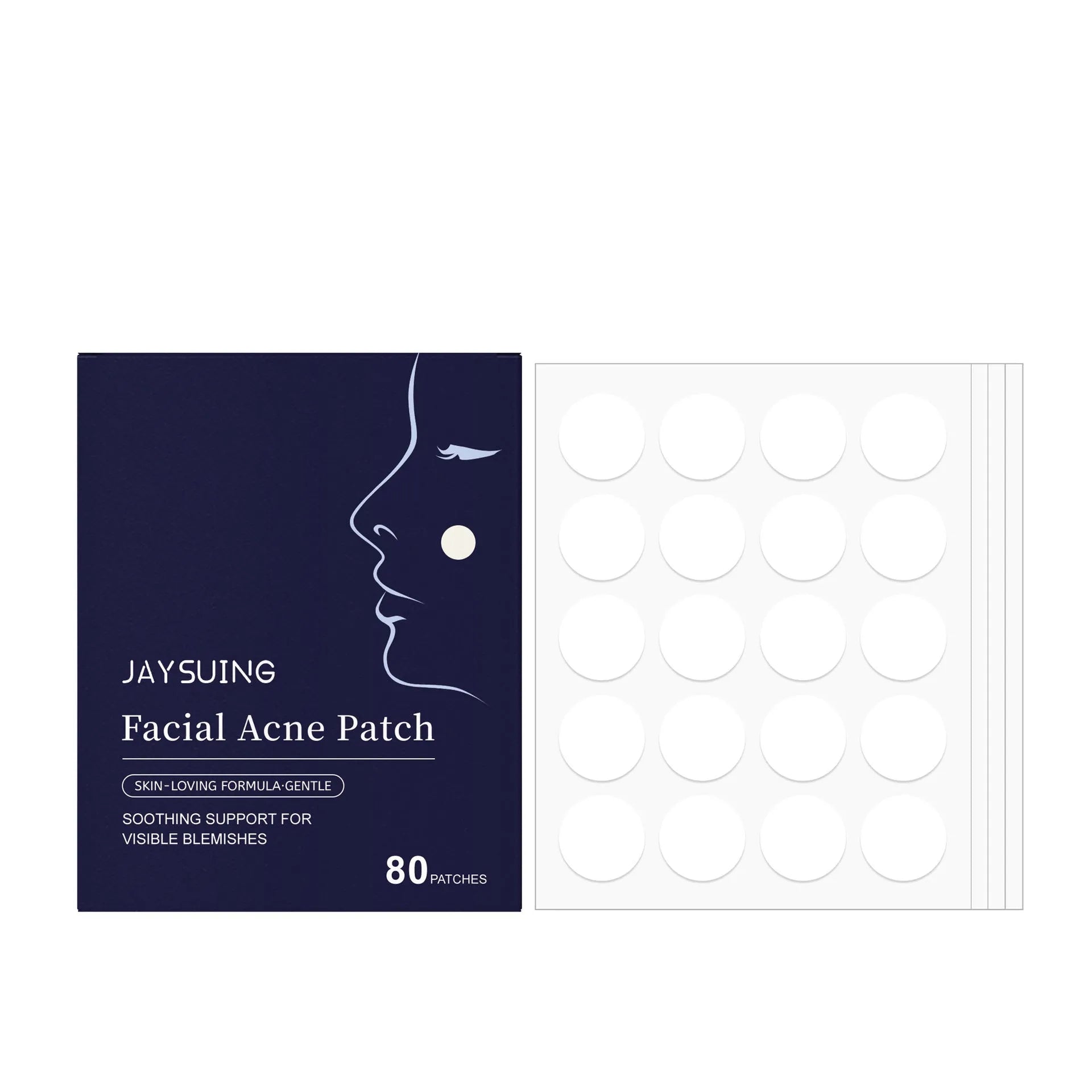 Pack of 80 breathable hydro-colloid acne patches for facial spot treatment