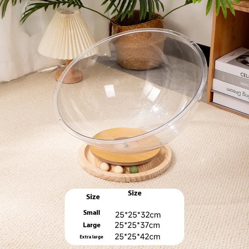 Transparent acrylic Cat Space Capsule Bathtub pet bed available in multiple sizes