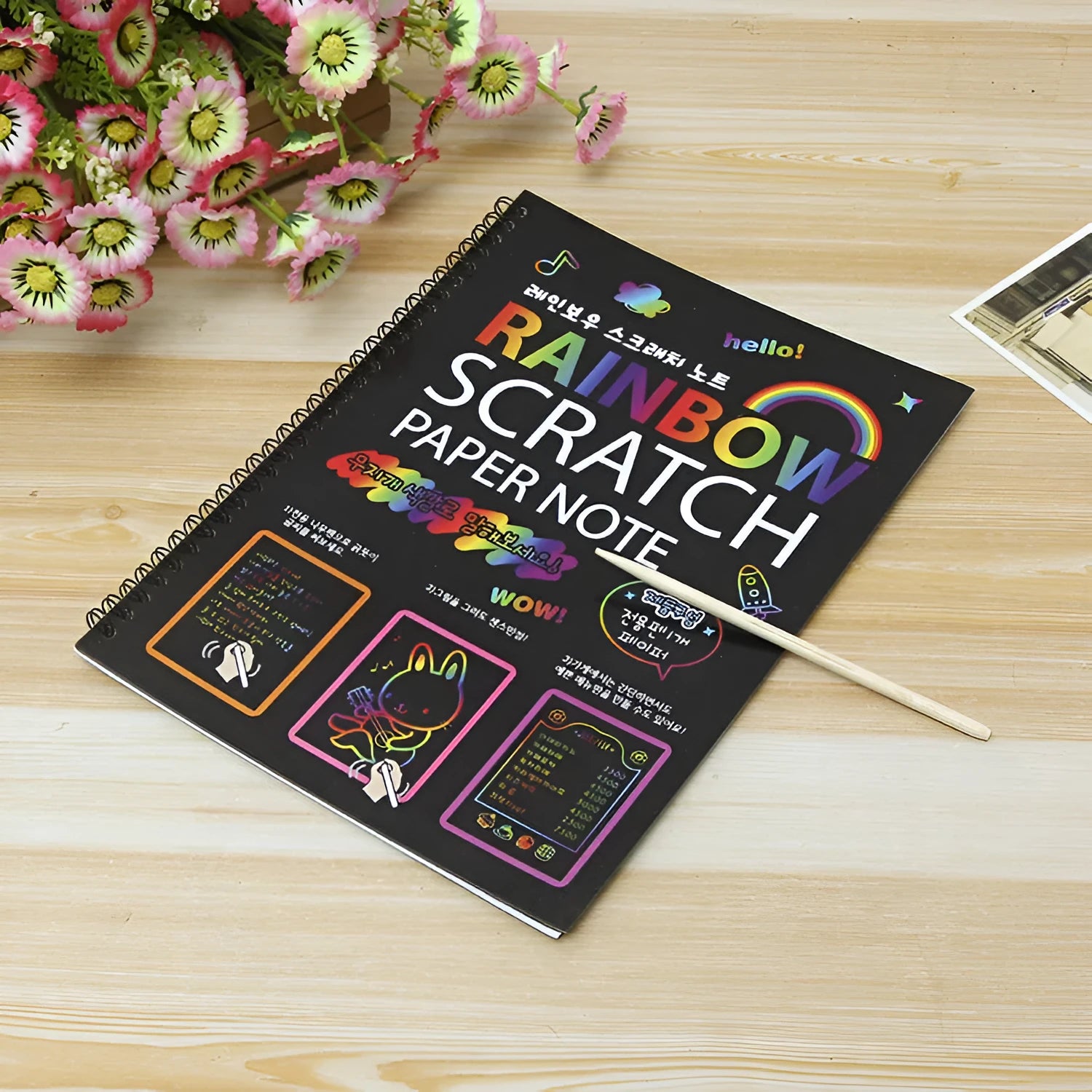 Large 26x19cm children's scratch art paper for DIY creative painting and puzzle scraping crafts