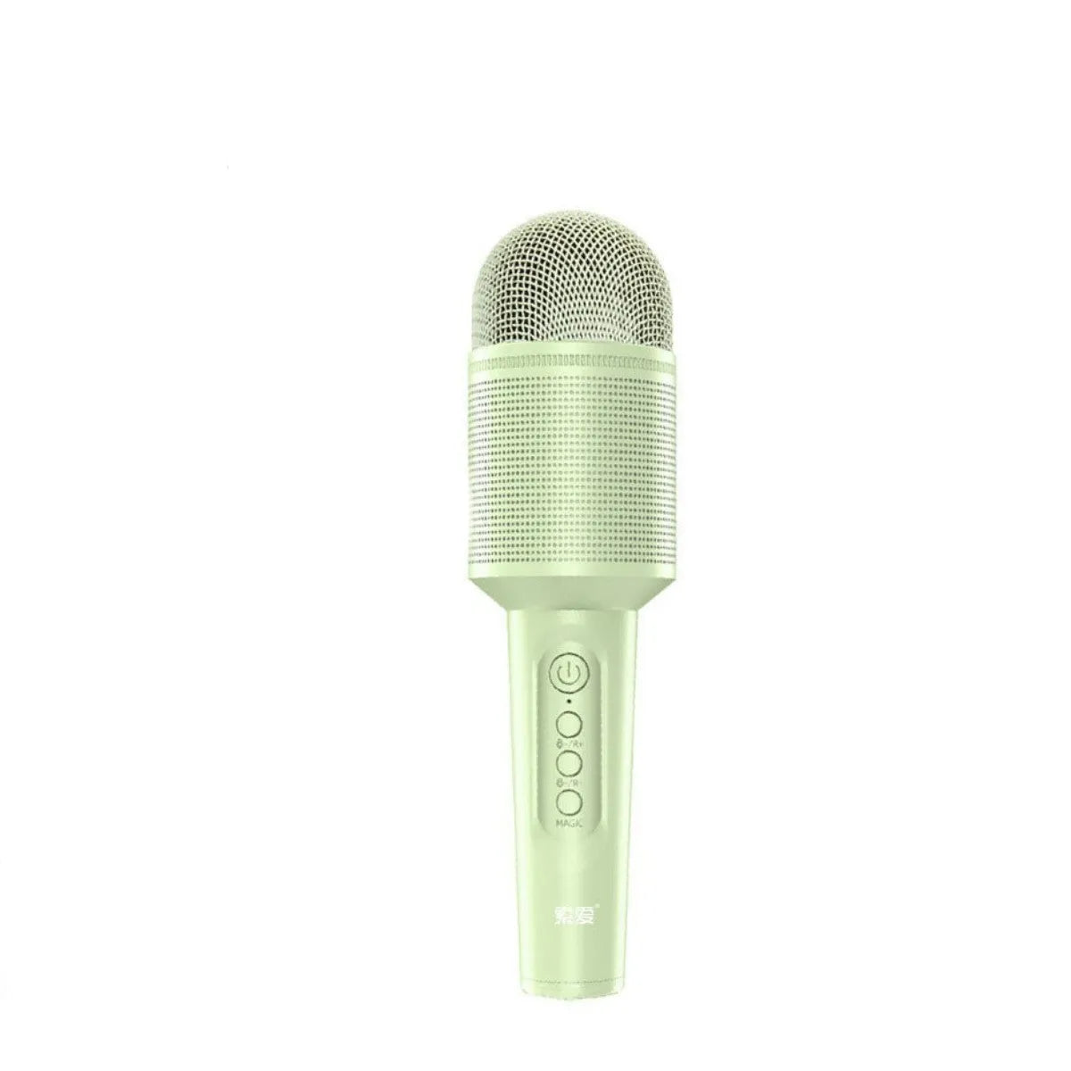 Wireless Bluetooth karaoke microphone in pink, blue, or green colours with USB connection