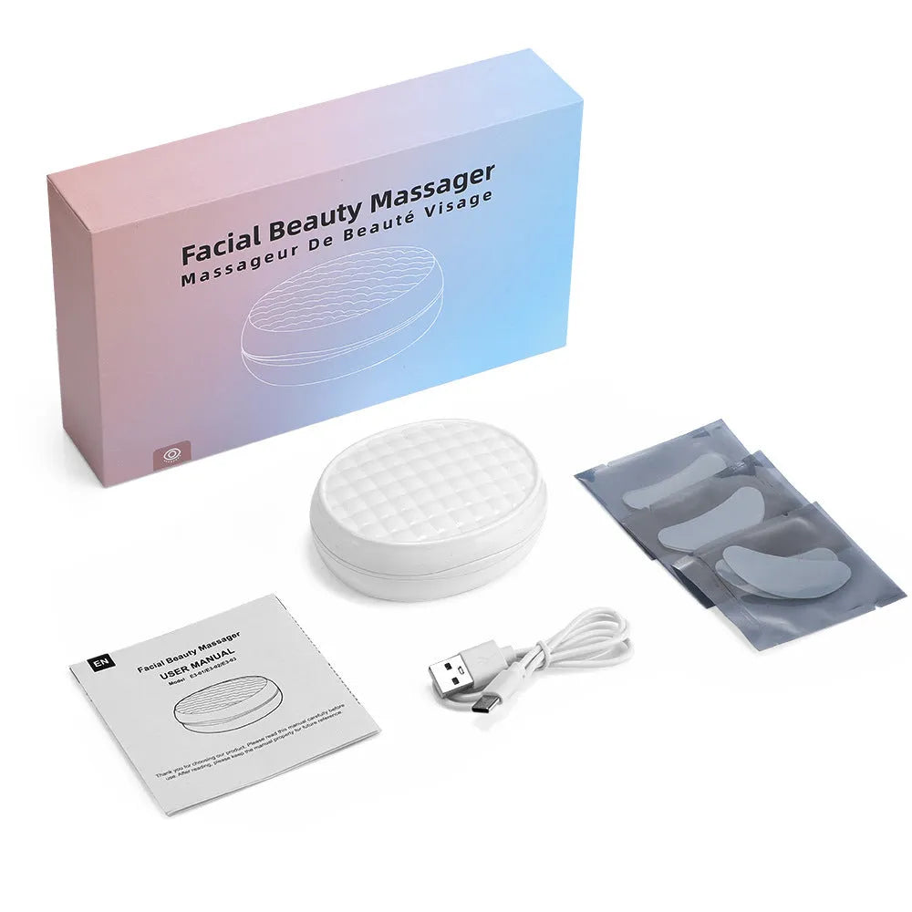 White wireless red light EMS facial beauty device for eye and face massage treatments