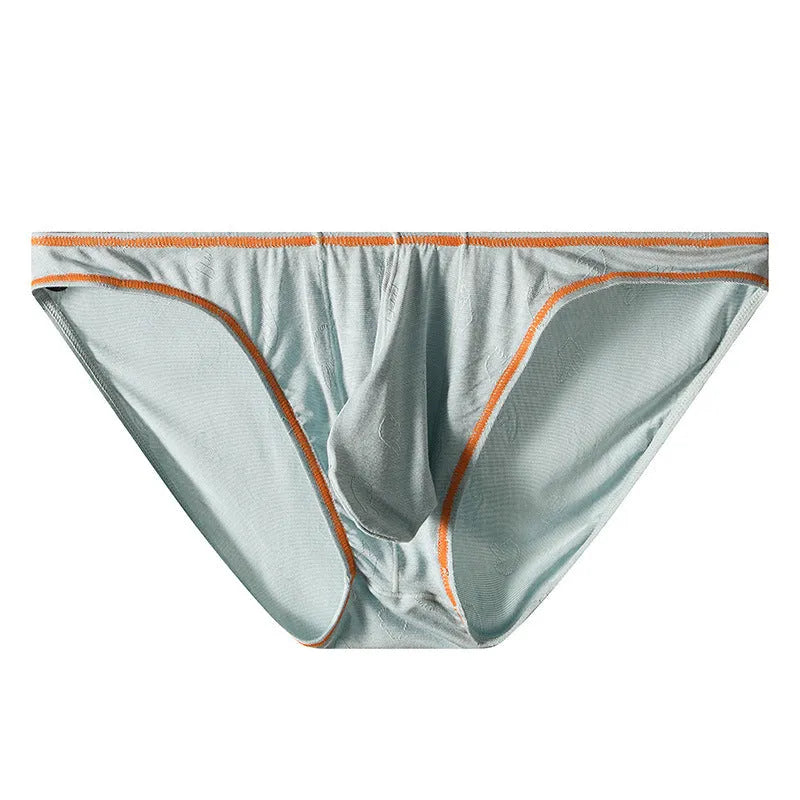 Men's modal ice silk underwear with butt-lift design shown in multiple colours.