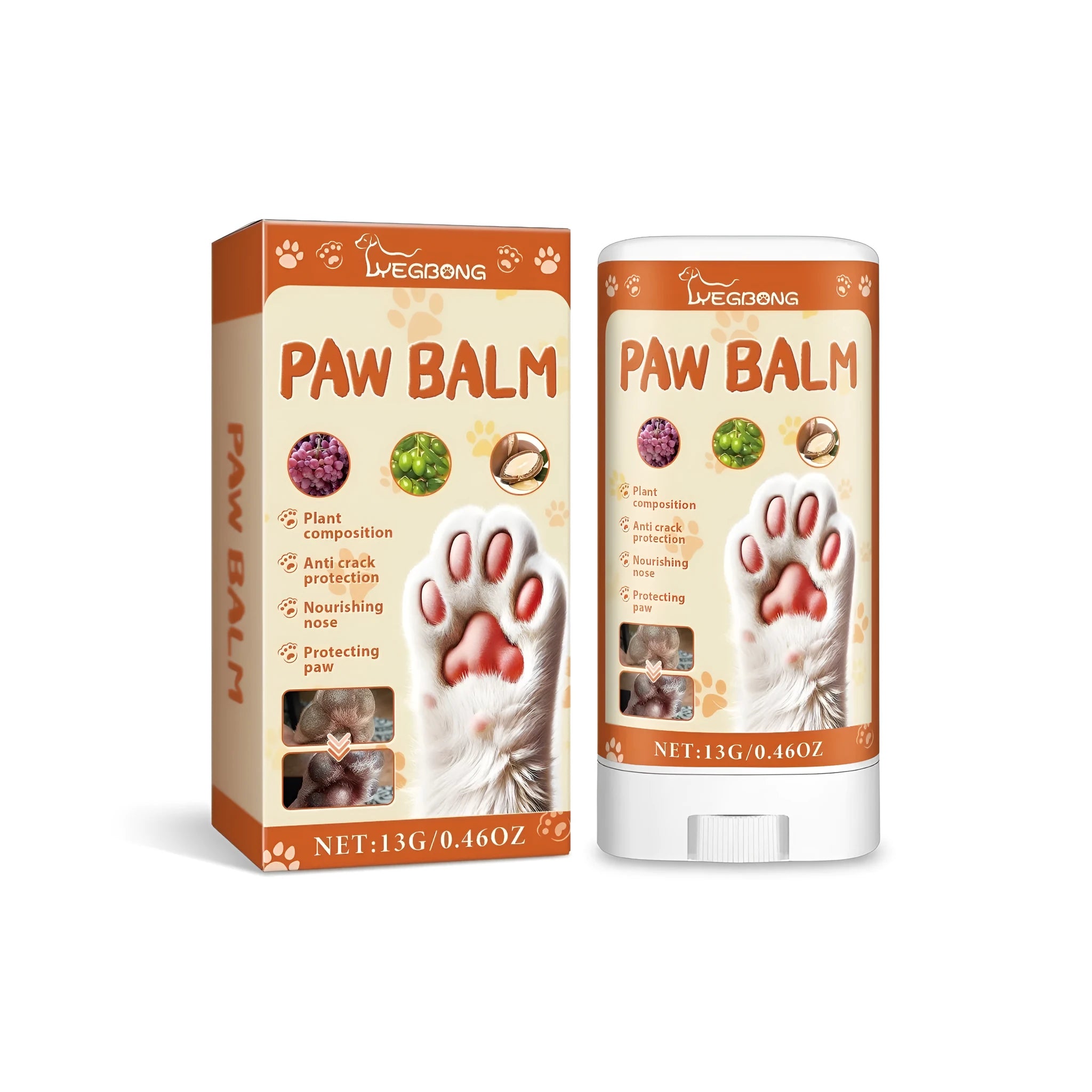 13g tube of pet paw protection cream for dog claw care and cracked paw prevention