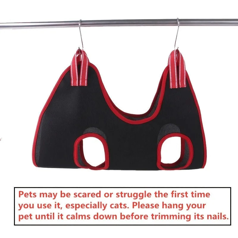 Pet grooming hammock restraint bag for dogs and cats during nail trimming and bathing