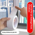 Roll of high-adhesion windproof sealing tape in silver grey, showing its width and length.