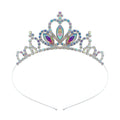 Gold electroplated alloy princess crown headdress with diamond-like decorations for birthday parties