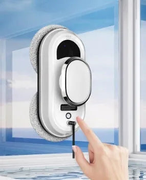 White full-automatic high-altitude cleaning machine with remote control on a clean surface
