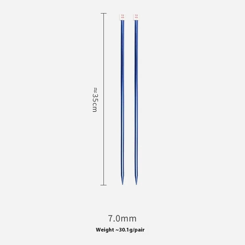 Set of lengthened crochet hooks in various sizes from 2.0mm to 10.0mm, each with a protective end cap.
