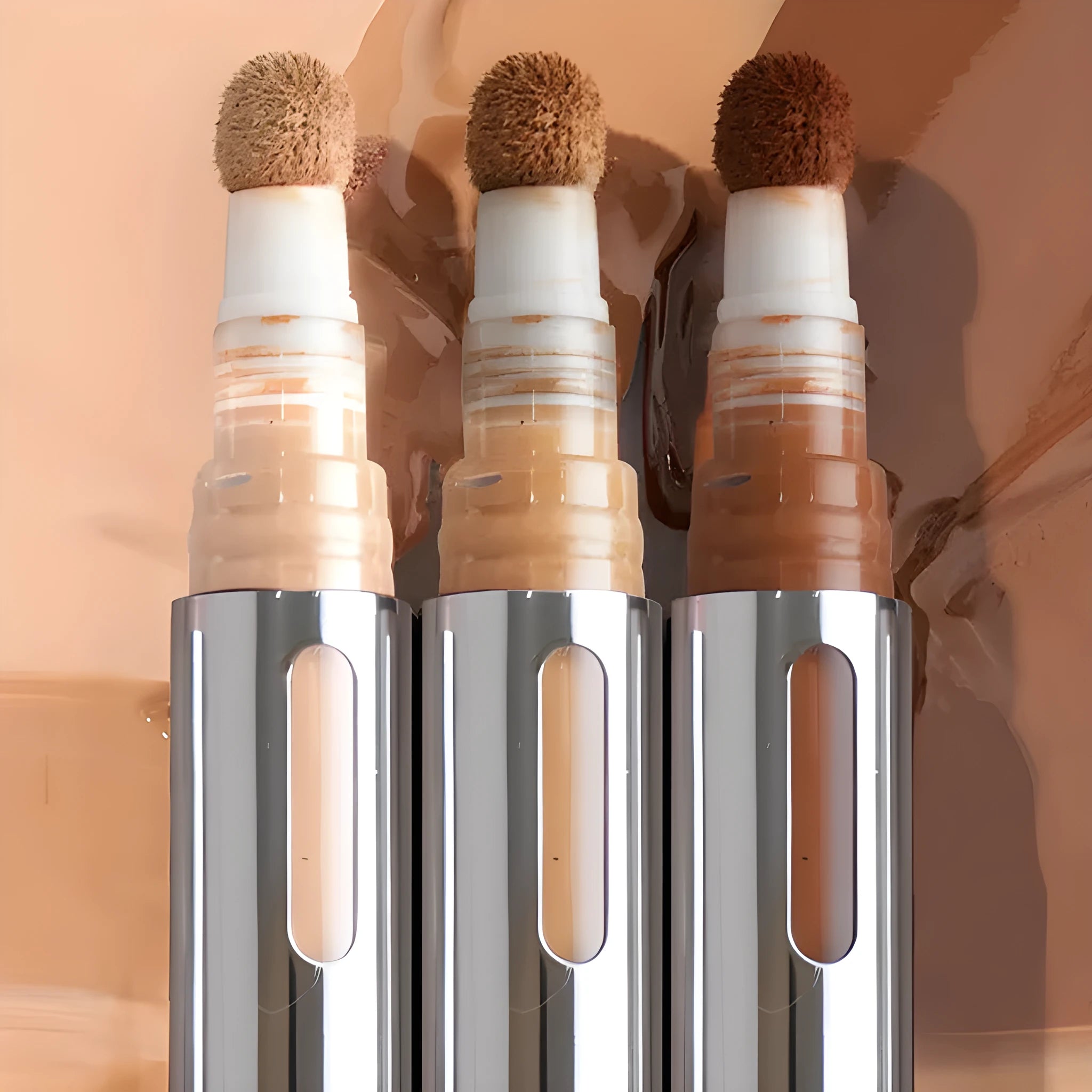 Liquid pen concealer contour stick shown with 24 colour shade options for waterproof makeup application.