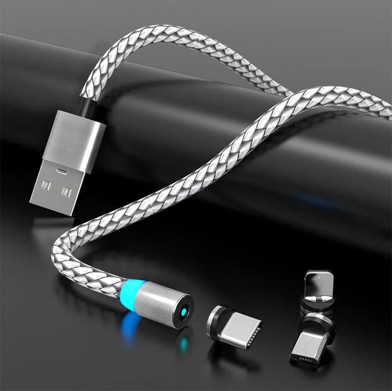 Magnetic charging cable with breathing light indicator for Apple and Android devices
