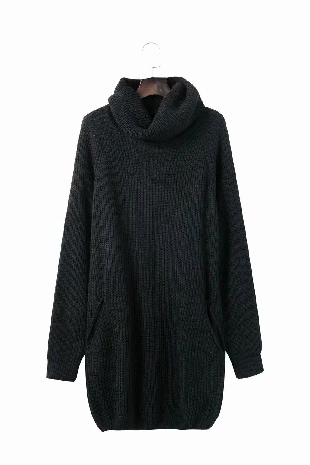 Women's lapel loose slim pullover sweater with front pocket in acrylic imitation cashmere fabric