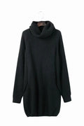 Women's lapel loose slim pullover sweater with front pocket in acrylic imitation cashmere fabric