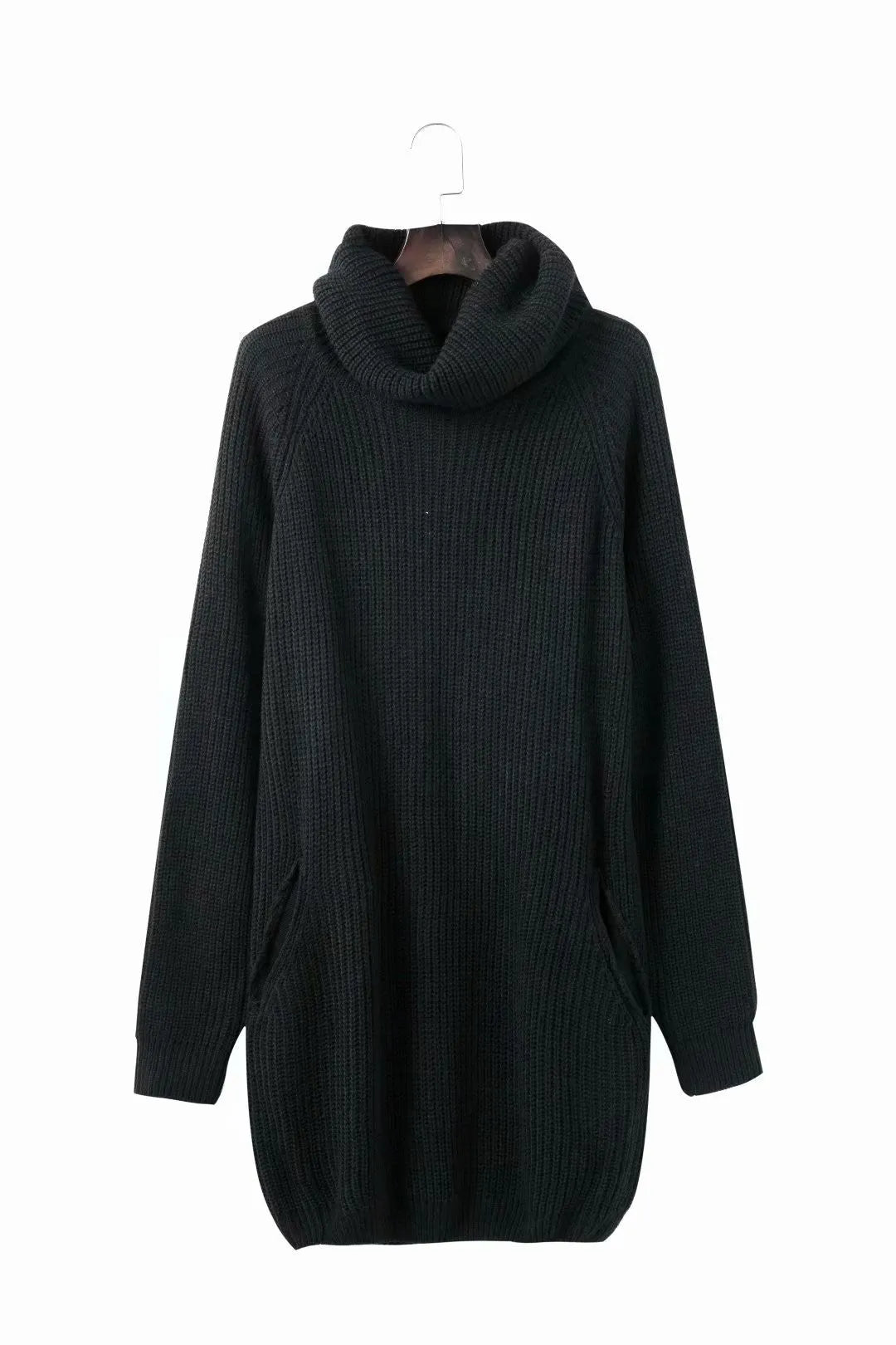 Women's lapel loose slim pullover sweater with front pocket in acrylic imitation cashmere fabric