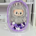 Transparent PVC cube storage bag for cotton dolls with zip closure, shown in avocado green colour.