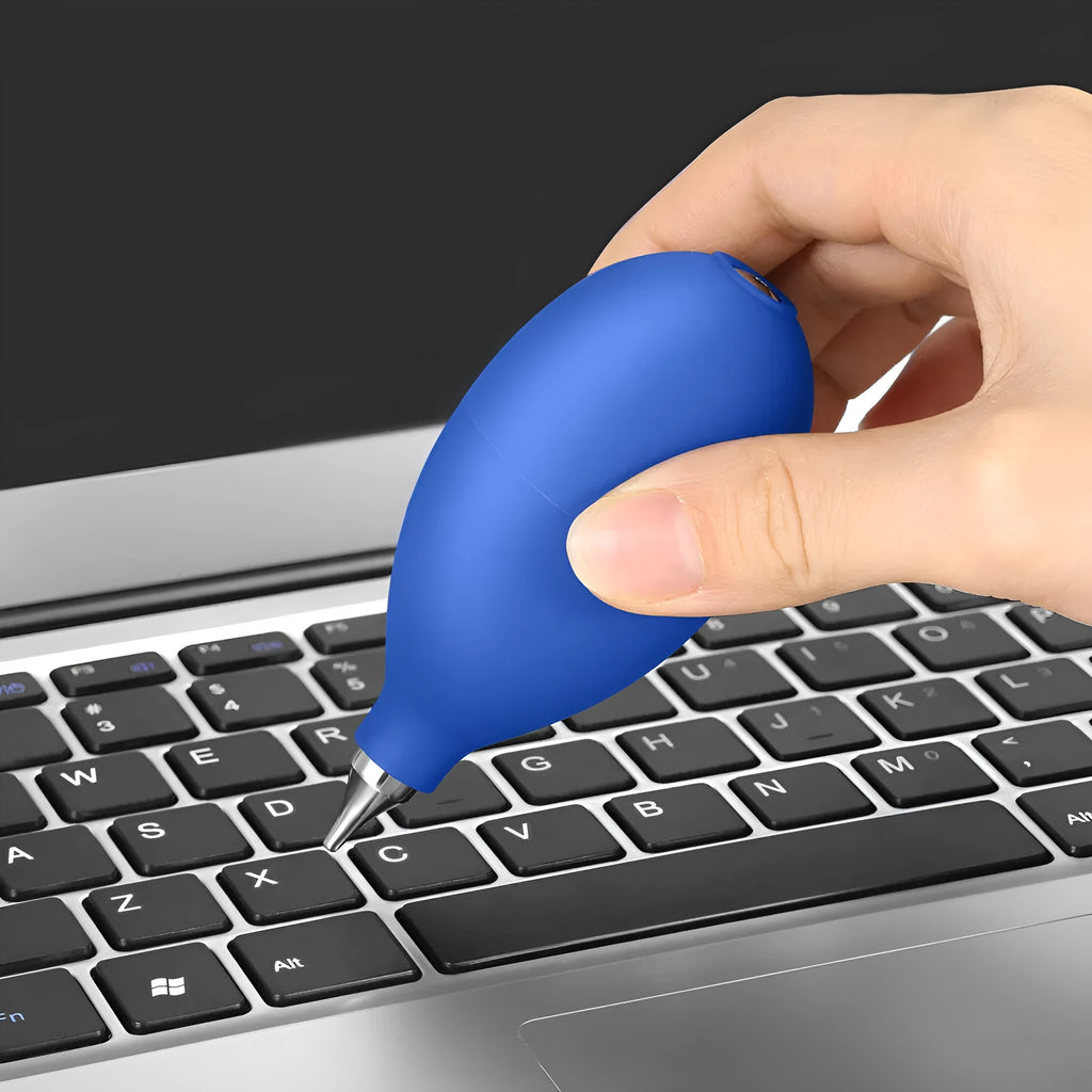 Blue rubber dust removal ball for camera and mobile phone cleaning measuring 9.5cm