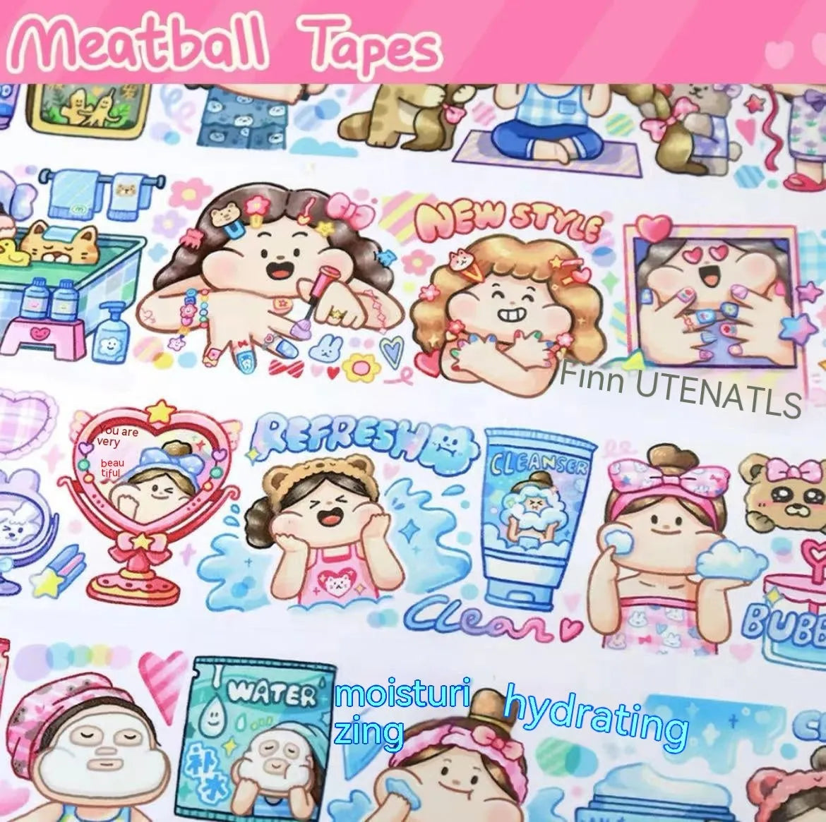 Haemorrhoid tape packaging stickers with cute cartoon characters printed on Japanese paper