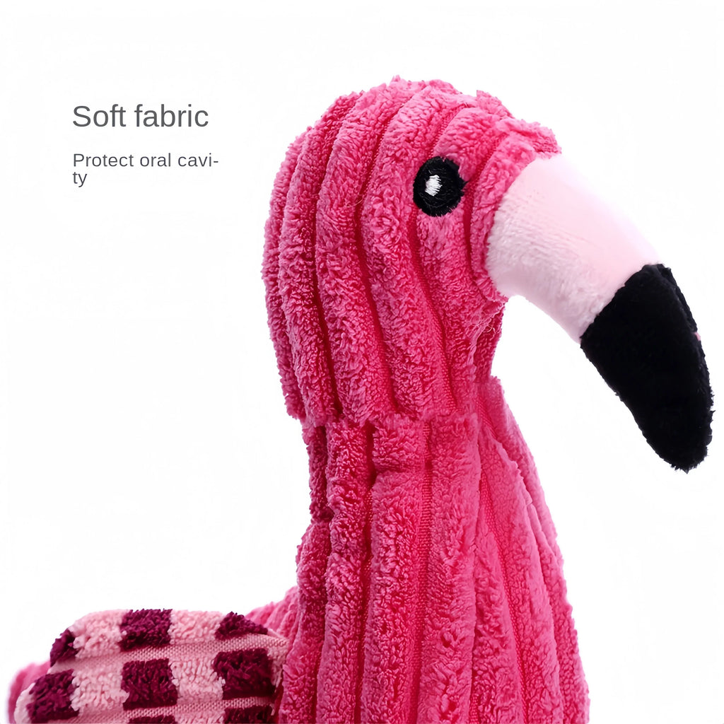 Pink animal-shaped corduroy squeaky dog chew toy for pets