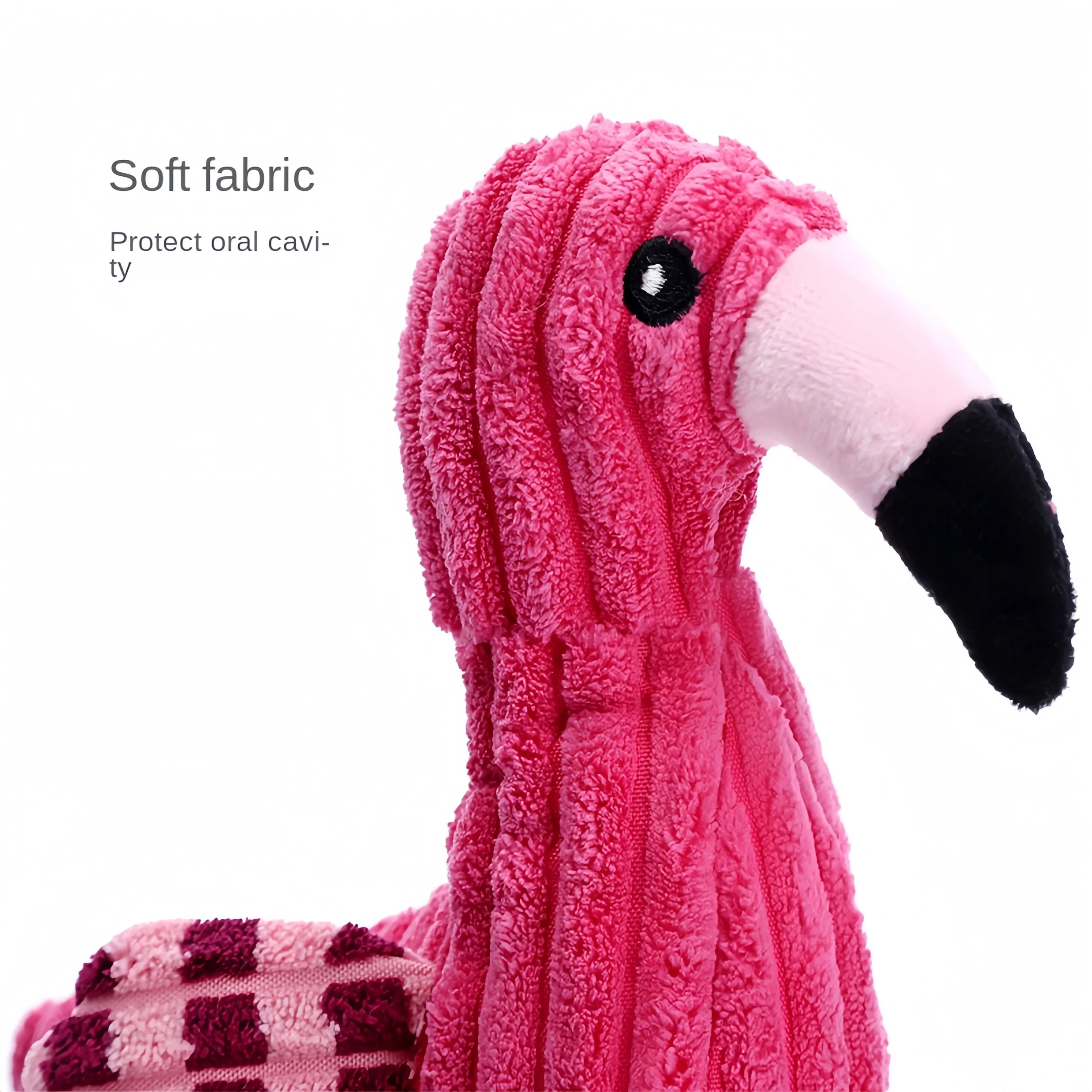 Pink animal-shaped corduroy squeaky dog chew toy for pets