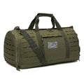 Men's khaki waterproof sports handbag with air pillow shoulder strap, showing 56x26x25cm size