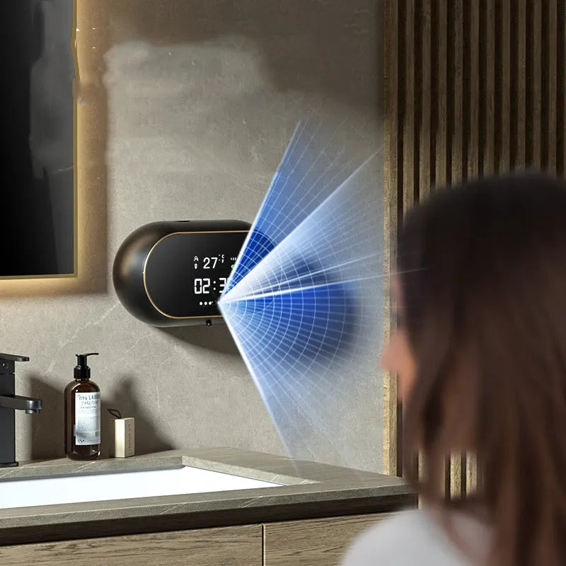 Automatic hand sanitiser dispenser wall mounted in white with USB cable