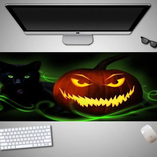 Oversized Halloween-themed gaming mouse pad with non-slip rubber base